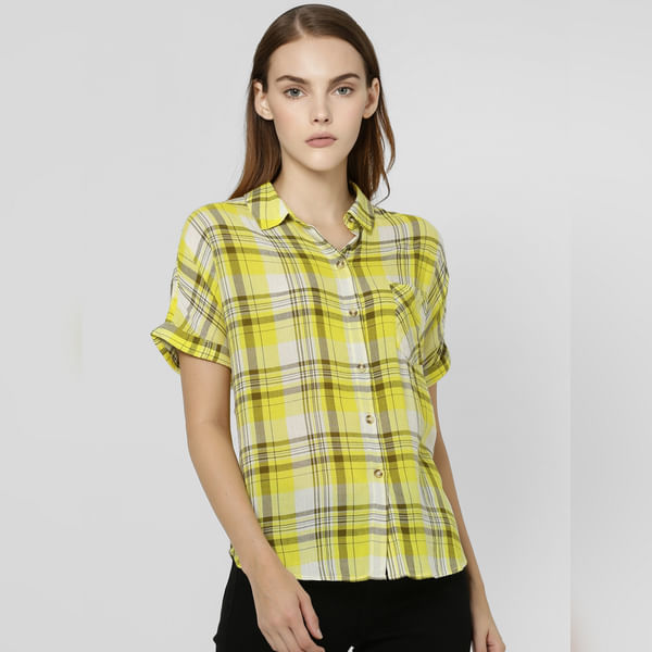VERO MODA Lime Green Check Shirt