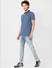 Blue Contrast Tipping Polo Neck T-shirt_384774+1
