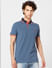 Blue Contrast Tipping Polo Neck T-shirt_384774+2