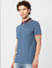 Blue Contrast Tipping Polo Neck T-shirt_384774+3