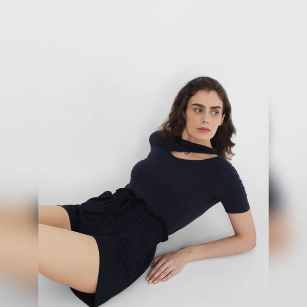 BESTSELLER CLOTHING Blue Cut Out Top