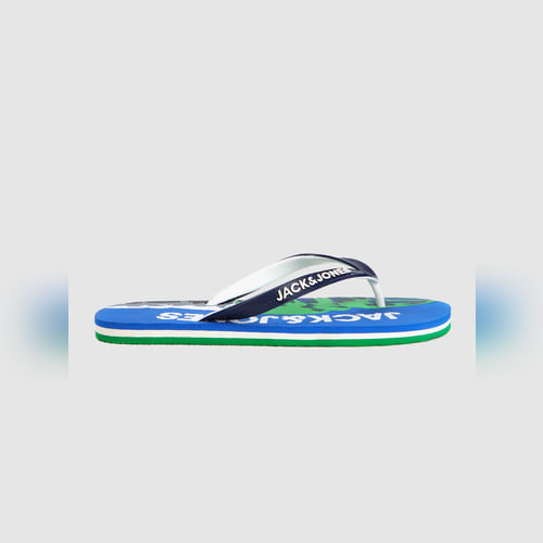 JACK&JONES Blue Logo Print Flip Flops