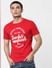Red Logo Print Crew Neck T-shirt_385181+2