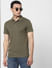 Olive Green Polo Neck T-shirt_385183+1