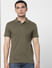 Olive Green Polo Neck T-shirt_385183+2