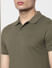 Olive Green Polo Neck T-shirt_385183+5