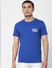 Blue Logo Print Crew Neck T-shirt_385201+2