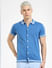 Blue Front Open Knit Polo T-shirt_404912+2