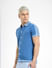 Blue Front Open Knit Polo T-shirt_404912+3