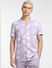 Purple Floral Print Short Sleeves Shirt_404279+2