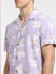 Purple Floral Print Short Sleeves Shirt_404279+5