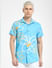 Blue Floral Short Sleeves Shirt_404925+2
