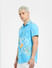 Blue Floral Short Sleeves Shirt_404925+3