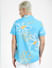 Blue Floral Short Sleeves Shirt_404925+4