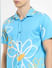 Blue Floral Short Sleeves Shirt_404925+5