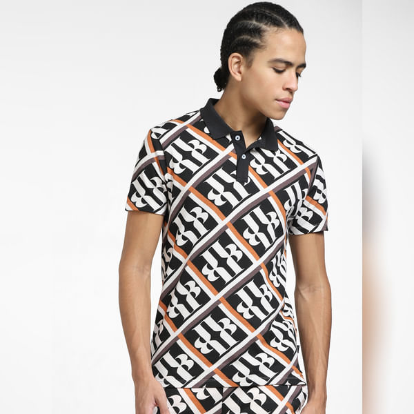 BESTSELLER CLOTHING White Printed Co-ord Polo T-shirt