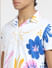 White Floral Print Short Sleeves Shirt_405552+5