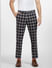 Blue Mid Rise Check Print Trousers_401701+2