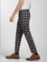 Blue Mid Rise Check Print Trousers_401701+3