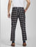 Blue Mid Rise Check Print Trousers_401701+4
