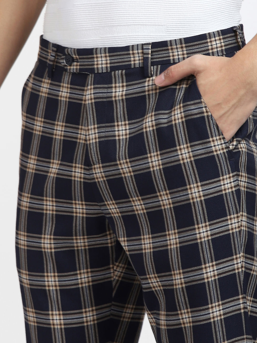 Buy Niheers Slim Fit Checks Trousers  Slim fit Casual Trousers for Men  Casual Pants for Men  Beige Casual Checks Trouser Size28 at Amazonin
