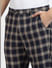 Blue Mid Rise Check Print Trousers_401701+5