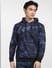 Blue Abstract Print Hooded Sweatshirt_401706+2