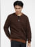 Brown Textured Sweatshirt Jacket_401707+2