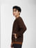 Brown Textured Sweatshirt Jacket_401707+3