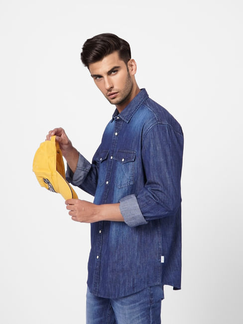 Blue Washed Denim Full Sleeves Shirt