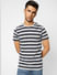 Light Grey Striped Crew Neck T-shirt_401689+2