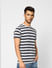Light Grey Striped Crew Neck T-shirt_401689+3