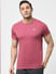 Pink Logo Print Crew Neck T-shirt