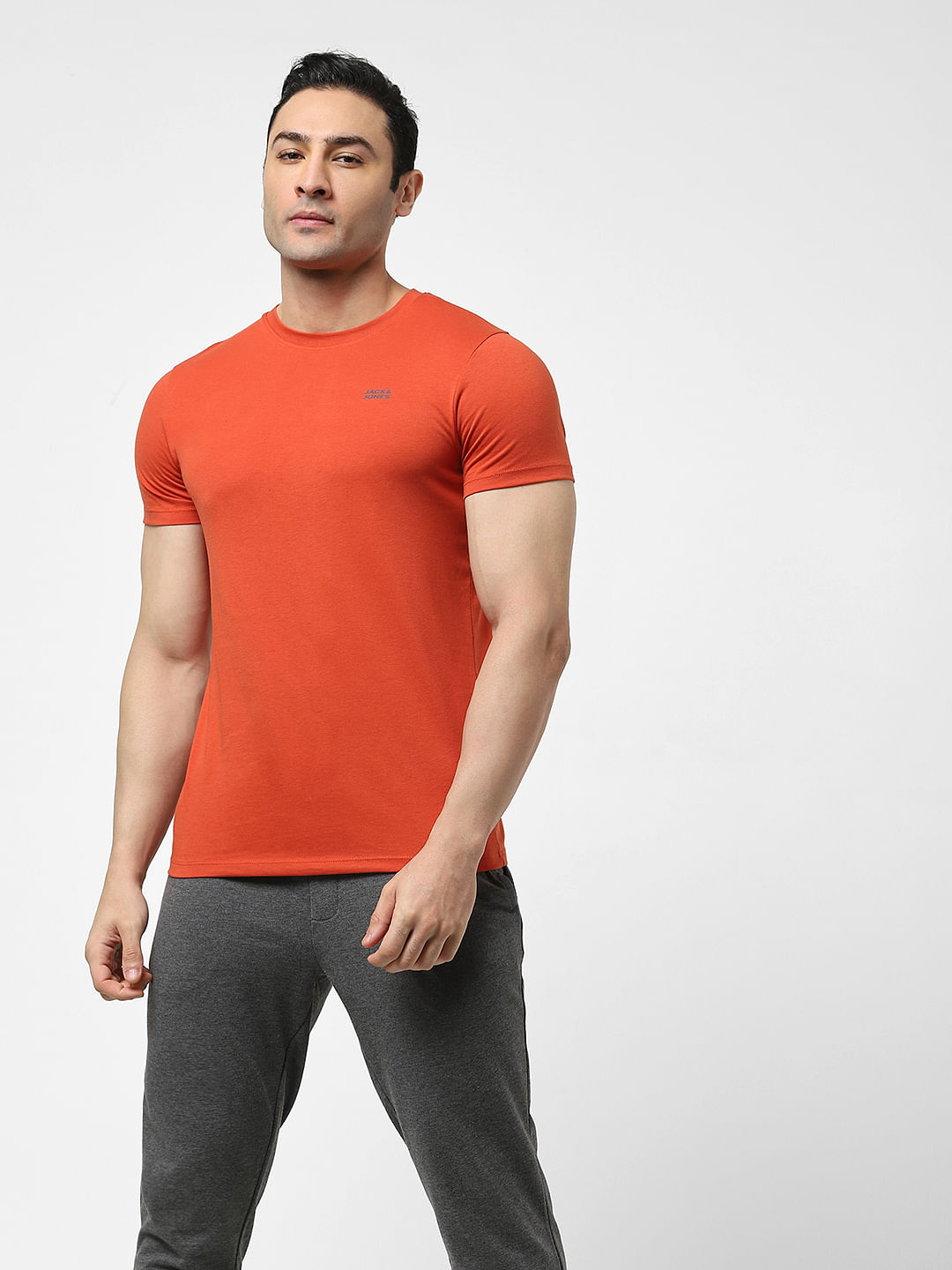 Buy Rust Logo Print Crew Neck T shirt for Men