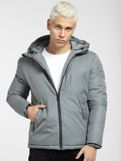 Grey Hooded Puffer Jacket