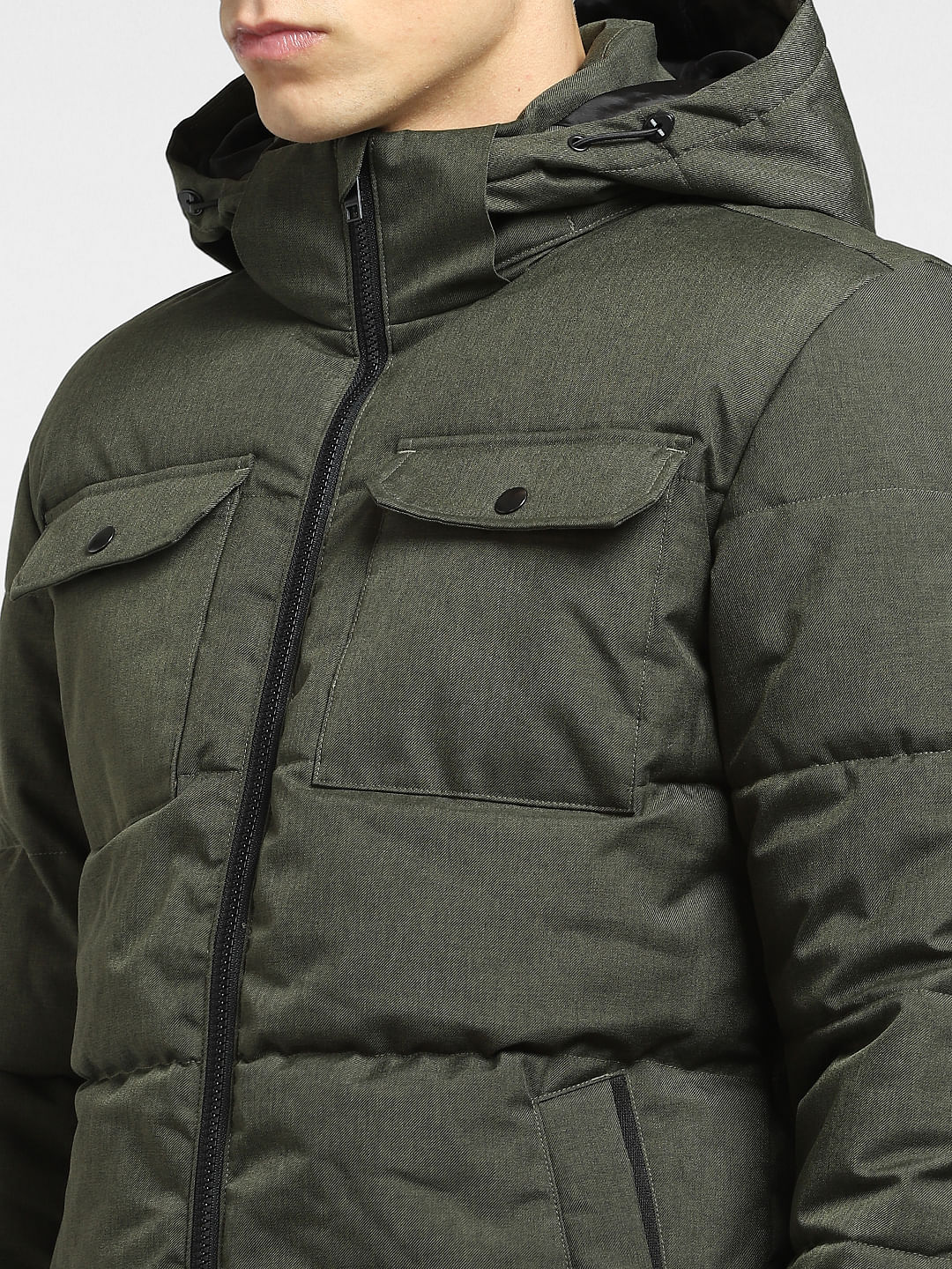 hooded puffer coat dark grey