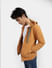Brown Front-Open Hooded Sweatshirt_401698+1