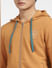 Brown Front-Open Hooded Sweatshirt_401698+5