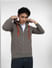 Grey Front-Open Hooded Sweatshirt_401699+1