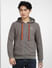 Grey Front-Open Hooded Sweatshirt_401699+2