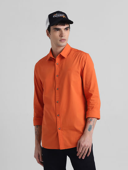 Red Cotton Weave Casual Shirt