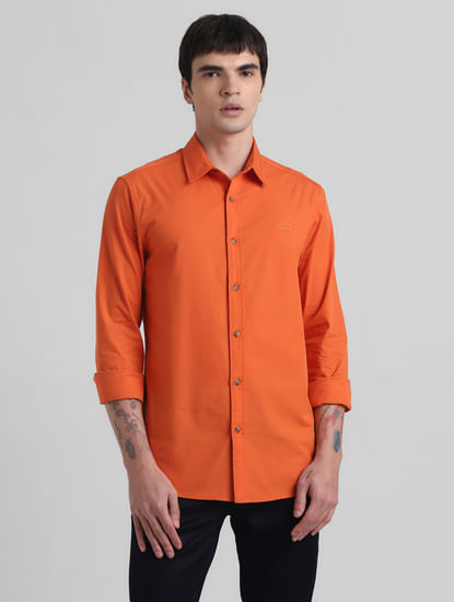 Red Cotton Weave Casual Shirt