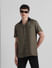 Green Printed Short Sleeves Shirt_411163+1