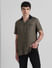 Green Printed Short Sleeves Shirt_411163+2