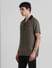 Green Printed Short Sleeves Shirt_411163+3
