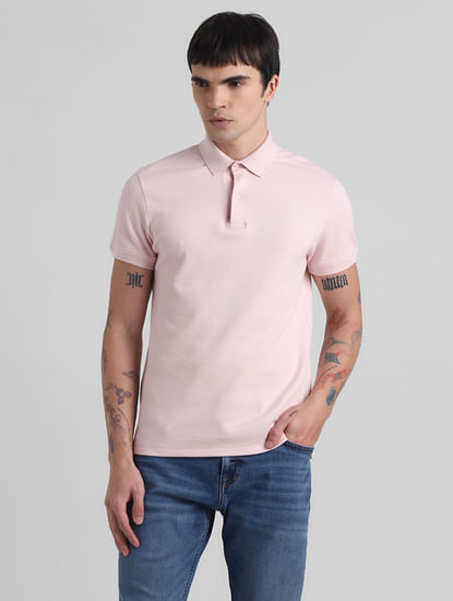 Light Pink Textured Polo T-shirt
