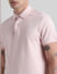Light Pink Textured Polo T-shirt_411171+5