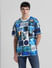 Blue Collage Print Oversized T-shirt_411175+2