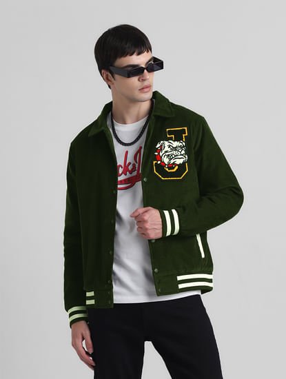 Green Applique Doggo Print Jacket