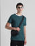 Green Cotton Contrast Neck T-shirt_411178+1